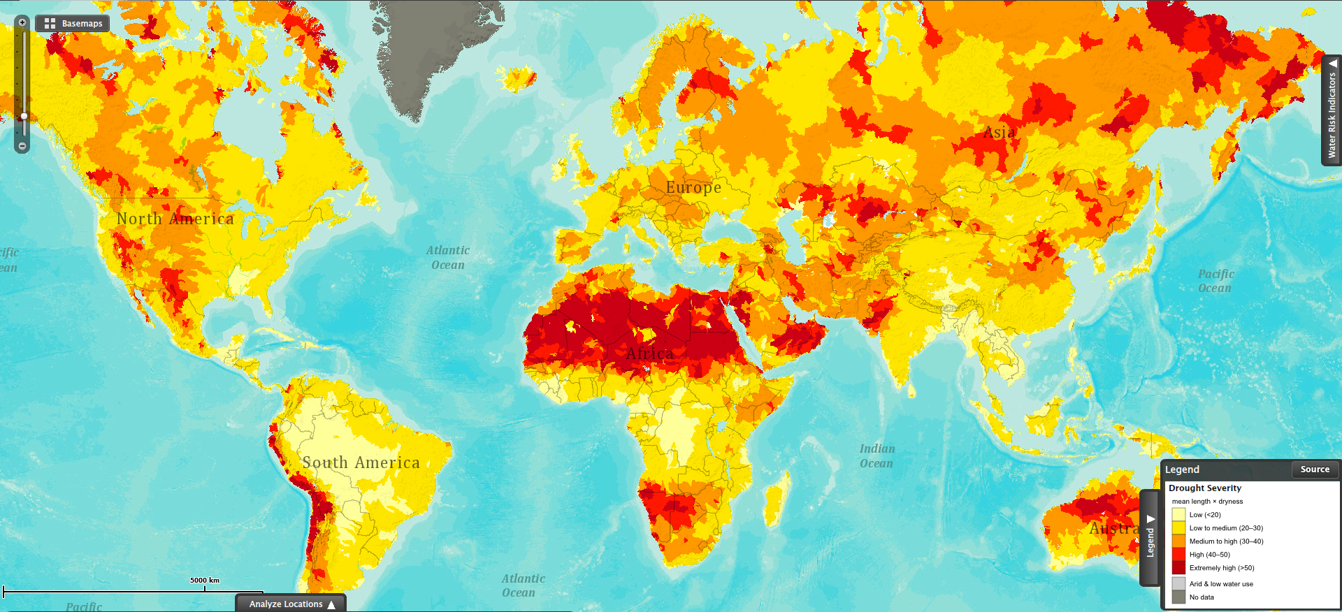 drought severity world