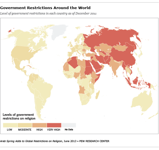 Government Restrictions on Religion Around the World