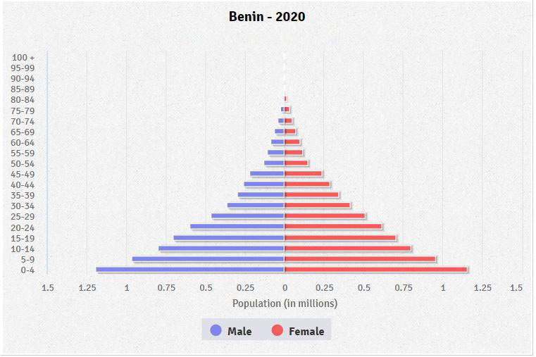 Population pyramid of Benin