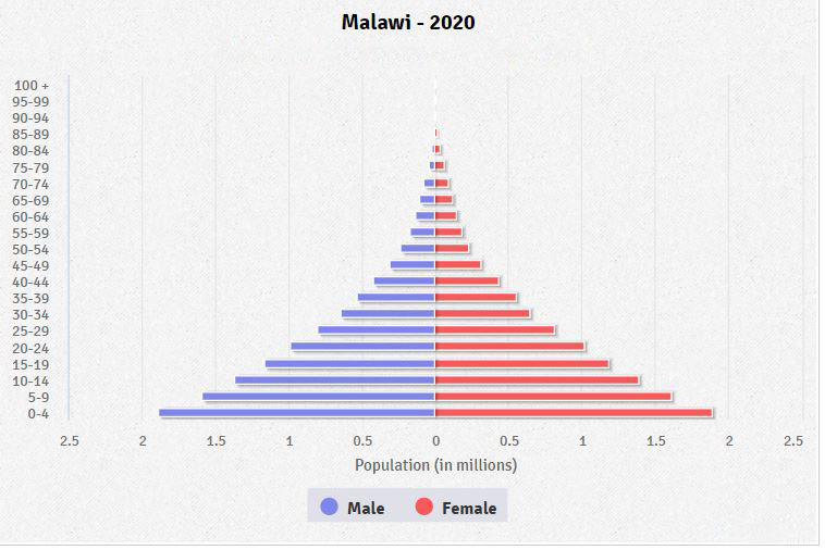 Population pyramid of Malawi