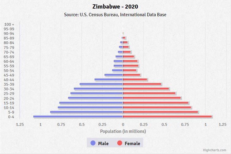 Population pyramid of Zimbabwe