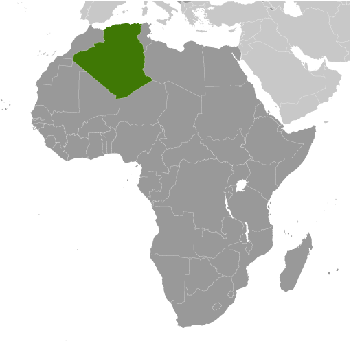 Map showing location of Algeria