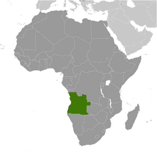 Map showing location of Angola