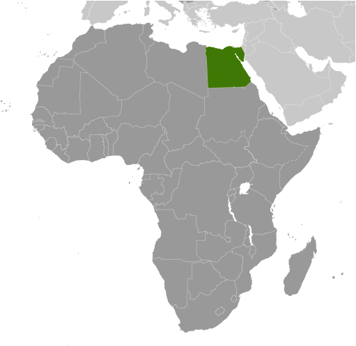 Map showing location of Egypt