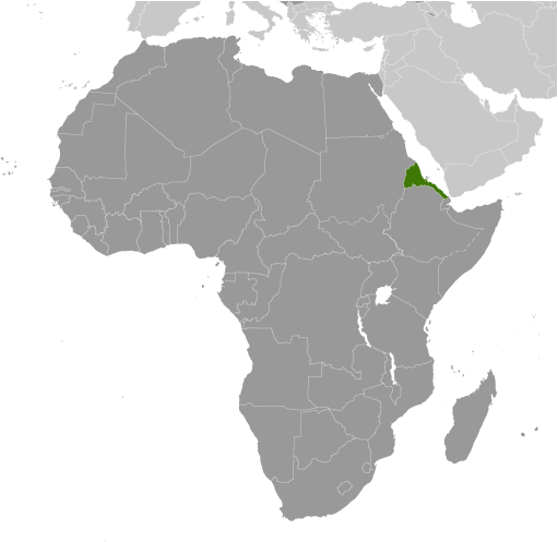 Map showing location of Eritrea