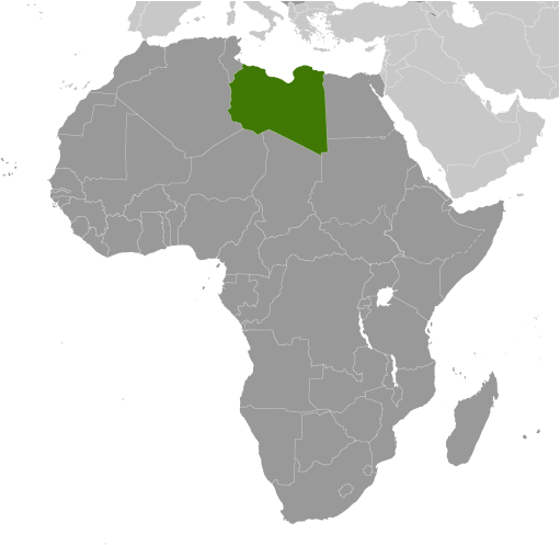 Map showing location of Libya