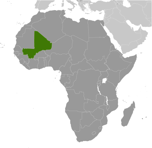 Map showing location of Mali