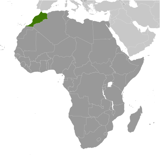 Map showing location of Morocco