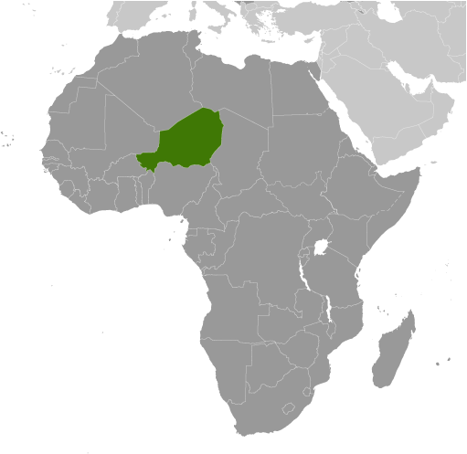 Map showing location of Niger
