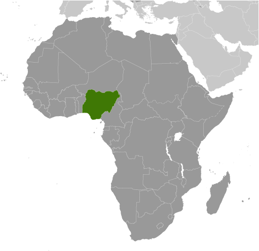 Map showing location of Nigeria