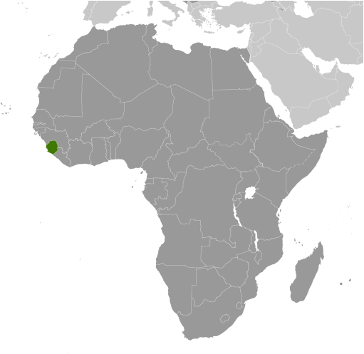 Map showing location of Sierra Leone