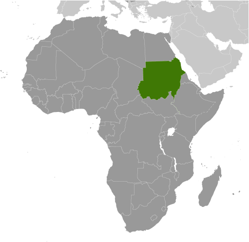 Map showing location of Sudan