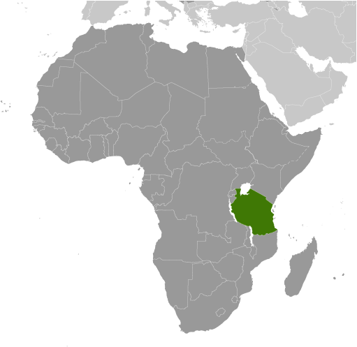 Map showing location of Tanzania