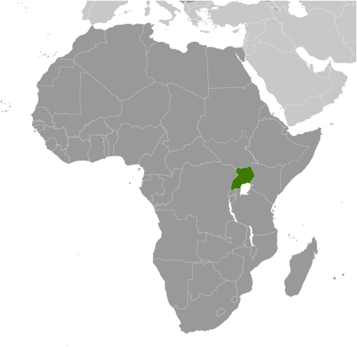 Map showing location of Uganda