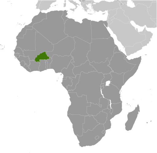 Map showing location of Burkina Faso