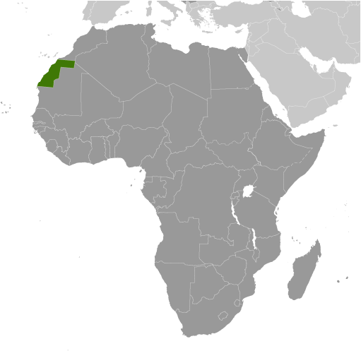 Map showing location of Western Sahara