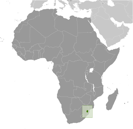 Map showing location of Swaziland