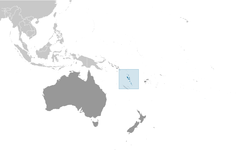 Map showing location of Vanuatu