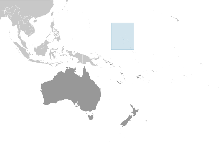 Map showing location of Marshall Islands