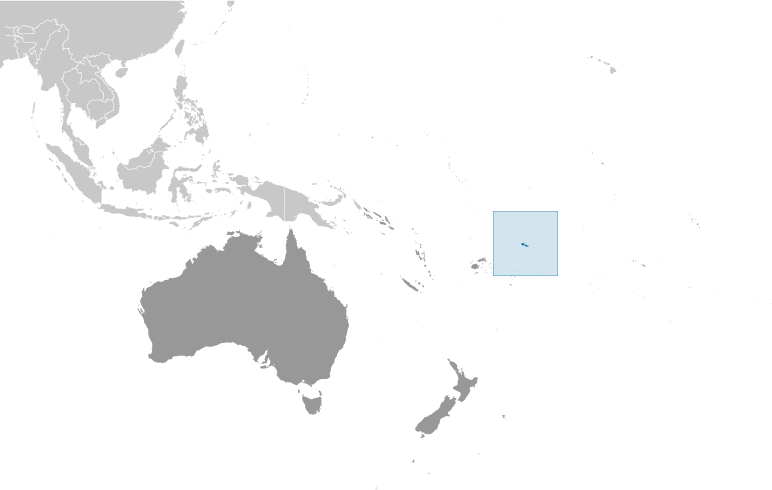 Map showing location of Samoa