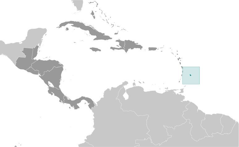 Map showing location of Barbados