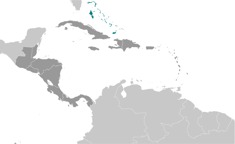 Map showing location of The Bahamas