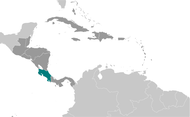 Map showing location of Costa Rica