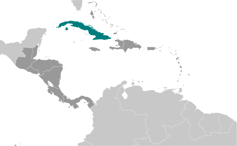 Map showing location of Cuba