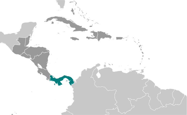 Map showing location of Panama