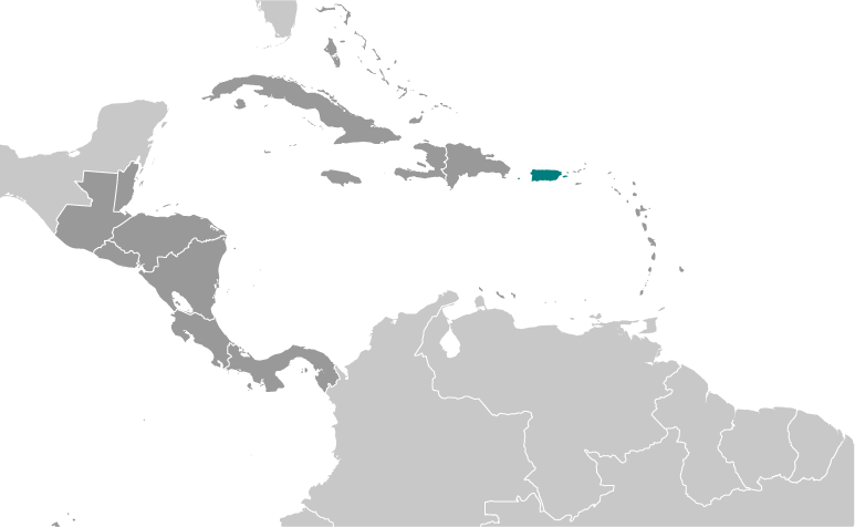 Map showing location of Puerto Rico