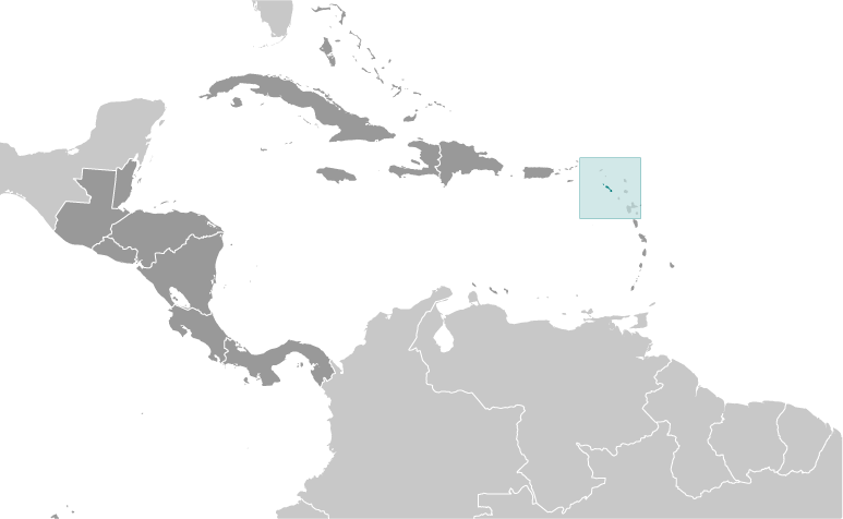 Map showing location of Saint Kitts and Nevis