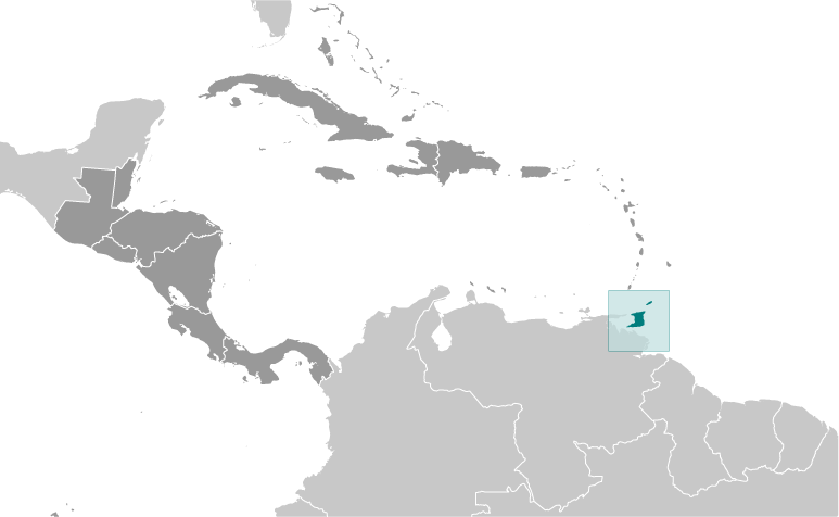 Map showing location of Trinidad and Tobago