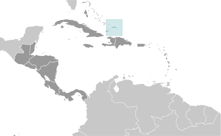 Map showing location of Turks and Caicos Islands