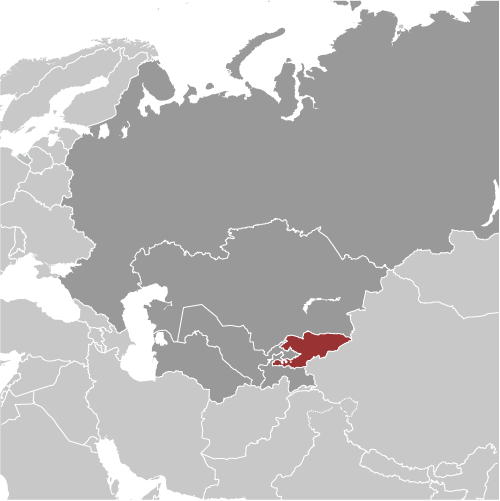 Map showing location of Kyrgyzstan
