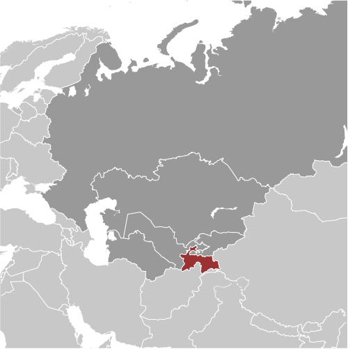 Map showing location of Tajikistan
