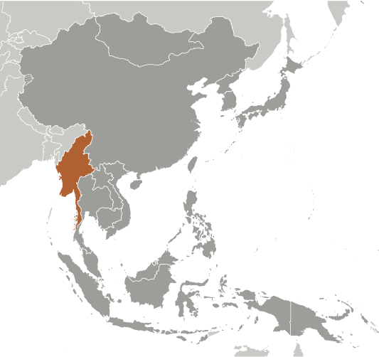 Map showing location of Burma