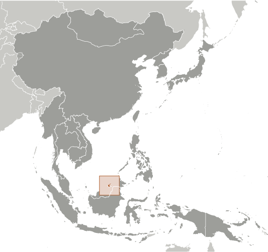 Map showing location of Brunei