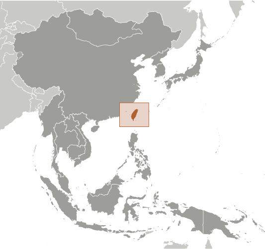 Map showing location of Taiwan
