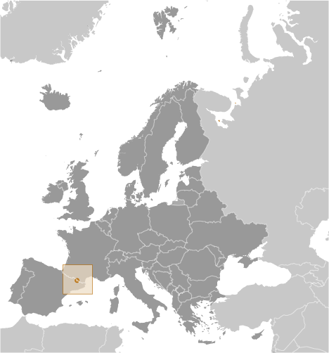 Map showing location of Andorra
