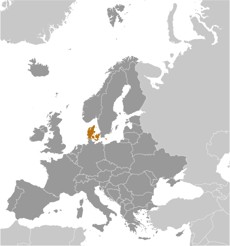 Map showing location of Denmark
