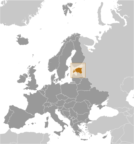 Map showing location of Estonia