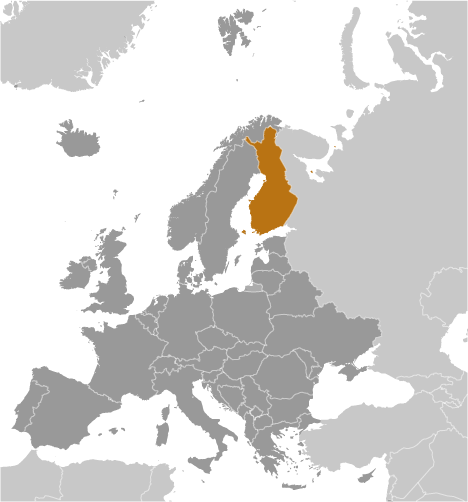 Map showing location of Finland