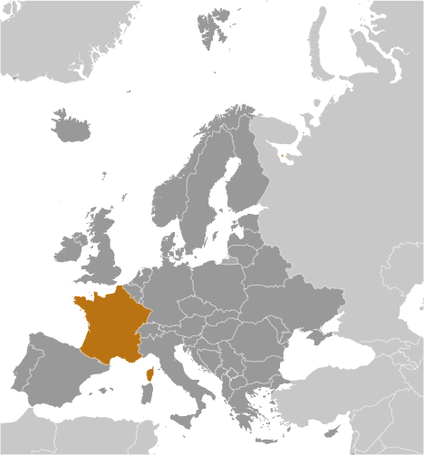 Map showing location of France