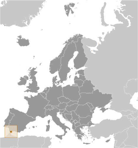Map showing location of Gibraltar