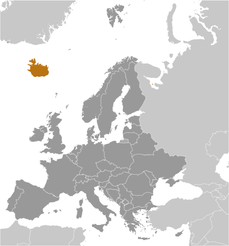 Map showing location of Iceland