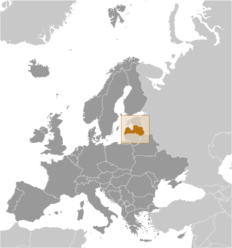 Map showing location of Latvia