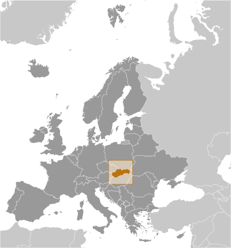 Map showing location of Slovakia
