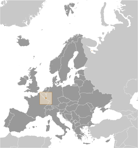 Map showing location of Luxembourg