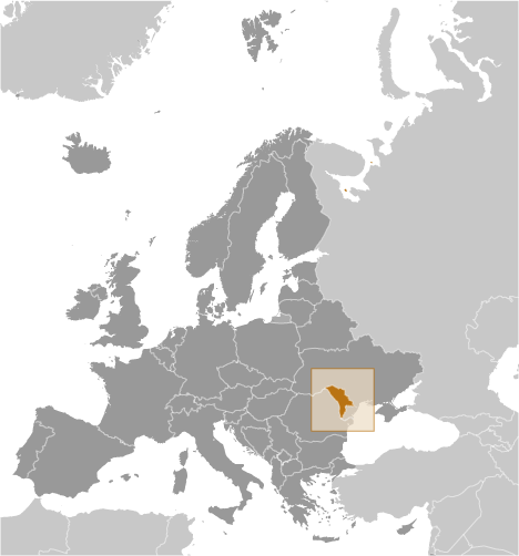 Map showing location of Moldova