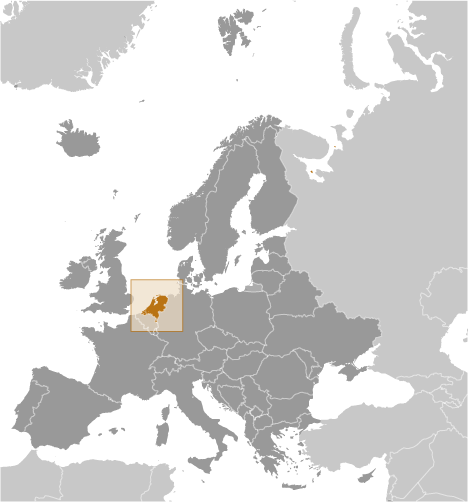 Map showing location of Netherlands